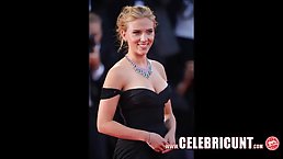 Sexy blonde is often wearing very tight dresses, so her tits would pop out a bit
