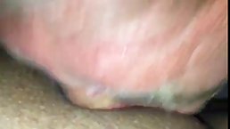 Horny old guy is eagerly licking a shaved pussy while his partner is squirting all the time