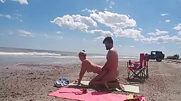 Naughty blonde girl likes to fuck and suck a horny stranger on the beautiful beach
