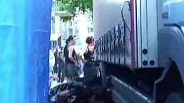 Horny couple is having sex at the concert, while someone is secretly making a video of them