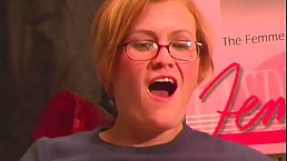 Nerdy woman was gently masturbating in a small library while thinking about some porn scenes