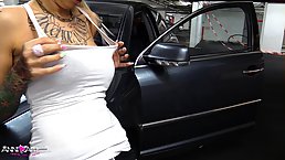 Tattooed blonde likes dicks and cars and can't get enough of any of those two