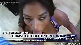 Voluptuous Latin girl with a beautiful smile is sucking her friend's dick like a true slut