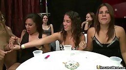 Passionate ladies are sucking many dicks during a girls night out, because it excites them