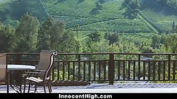 Small titted blonde teen is having sex with a principal, because she likes his rock hard dick