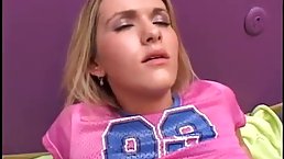Petite blonde with small tits, Mindy is getting fucked in front of the camera, in her bed