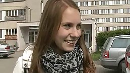 Czech blonde is wearing her animal printed scarf every time she is available to have sex
