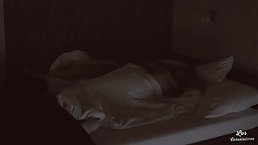 Hot Russian blonde is playing with her tits while getting banged, during a steamy threesome