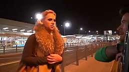 Blonde milf needed a ride from the airport, but in return she had to get fucked