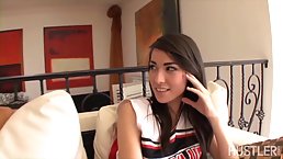 Petite, dark haired cheerleader is having casual sex with her friend, every once in a while