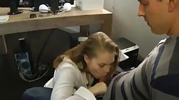 Slutty office girl likes to do something naughty during a coffee break