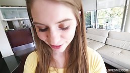Adorable girl is sucking her roommate's dick like a slut and getting fucked from the back