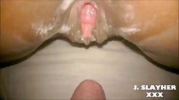 Horny guy is eagerly fucking his slutty girlfriend's soaking wet slit, like a wild animal