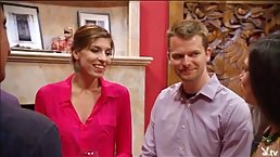 Sexy brunette and a handsome guy are about to hook up with each other, just for fun