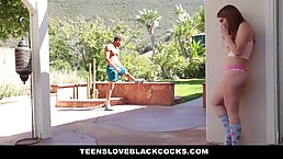 Pretty teen gave a call to her black lover and enjoyed while he was fucking her