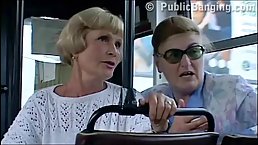 Slutty girl likes to have steamy sex in a bus, while people are staring at her