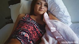 Adorable babe didn't want to go out of her bed before she sucks her boyfriend's huge dick