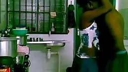 Spanish babe is about to have casual sex in the kitchen, with her handsome roommate