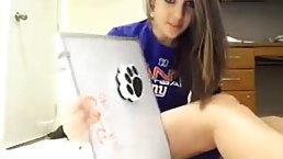 Adorable teen is having a video chat with her boyfriend, and doing some very naughty things