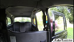 Tattooed brunette seduced a taxi driver just for fun and enjoyed it more than she expected