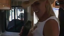 Blonde mature slut likes to have a hot, wild threesome with two strong horny guys