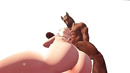 Cartoon babe with big ass is having steamy sex with a muscled black guy with long hair