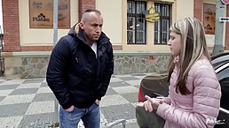 Petite Russian blonde is sucking a rock hard dick, while her partner is enjoying a lot