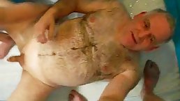 Horny elderly guy likes to pee on his wife befre fucking her, because it's exciting to him