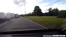 Horny guy is fucking a slutty blonde woman who just asked him for a free ride home