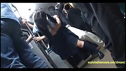 Japanese schoolgirl is getting banged on her way home from school, and enjoying it a lot