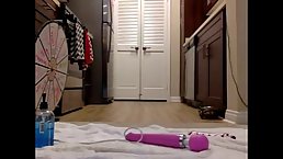 Adorable blonde college girl is fingering her ass from the back in front of her web camera