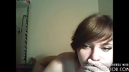 Dark haired teen spread her legs wide and started playing with her perfectly shaved pussy