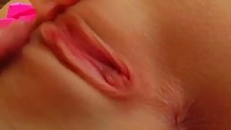 Blonde in pink, fishnet stocking spread her pink pussy in front of a guy she wanted to fuck