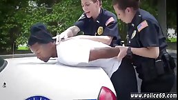 Two naughty police ladies are using every opportunity to have sex, even while on duty