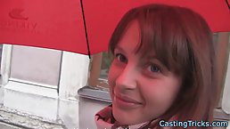 Small titted teen is sucking her married friend's dick while he is trying to make a video