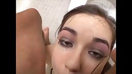Kinky brunette in green outfit, Sasha Grey likes to suck a rock hard cock, like a whore