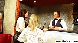 Classy ladies can easily turn a private party into a steamy group sex adventure with a bartender