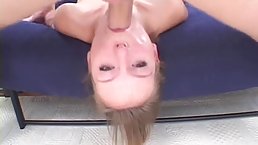 Sexy blonde girl, Tiffany took off her clothes and started sucking her partner's hard dick