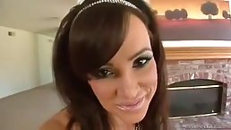 Beautiful, voluptuous woman with dark hair, Lisa Ann got loads of cum all over her face
