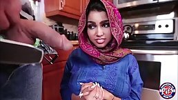 Shy Arab girl and her neighbour are having a hardcore sex action, while in the kitchen
