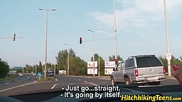 Kira Queen is getting fucked in the car and sucking her partner's dick, like a pro