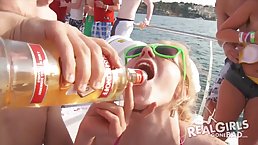 Teen sluts went to a yacht party and had a great time with their friends