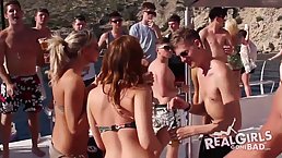 Sexy teens are partying on a yacht and getting ready to do naughty things with handsome guys