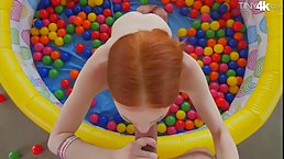 Red haired girl was hired to amuse a wealthy man, and do whatever she wants with him