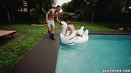 Charley Hart is riding a rock hard dick in the swimming pool and enjoying it a lot