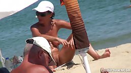 Slim babe took off her bikini, because she wanted to be completely naked on the beach