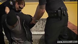 Fat police lady is sucking a handsome, black guy's dick, intead of doing her job