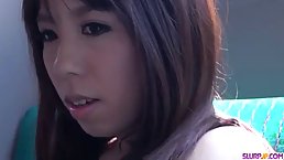 Asian girl, Chinatsu Kurusu is getting a total stranger’s huge dick, on the back seat