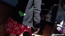 Dark haired milf with a beautiful smile and huge ass is getting fucked from the back