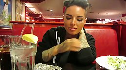 Insatiable honey, Christy Mack is putting her favorite sex toy in her pussy, on the front seat